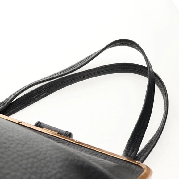 PRADA Gamaguchi Hand Bag Leather Black Gold Auth yk19666V - Picture 9 of 16